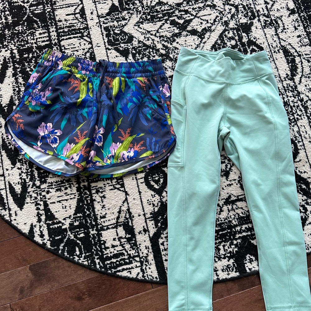 Floral Print and Mint Green Kids Bottoms